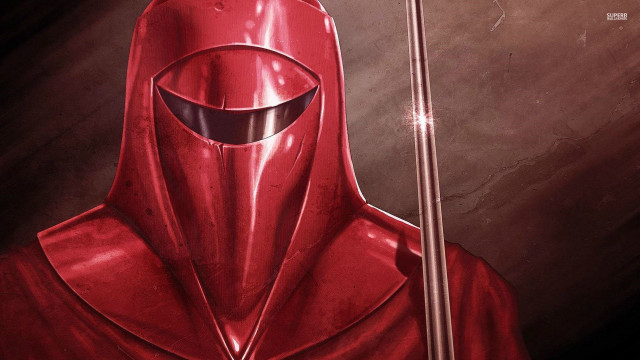Red hooded man sword serious free wallpaper for desktop - medium preview image