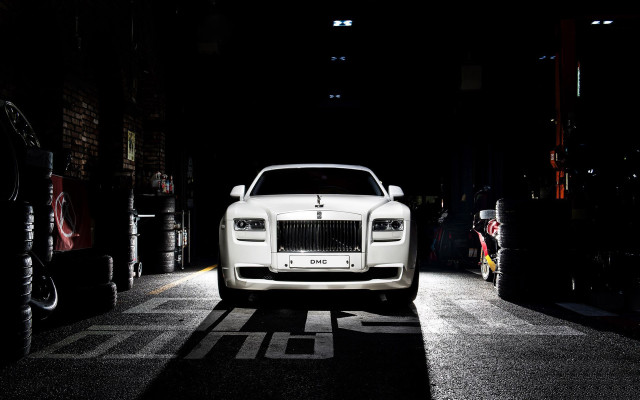 White car dark garage person free wallpaper for desktop - medium preview image