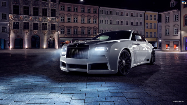 Silver car parked building night free wallpaper for desktop - medium preview image