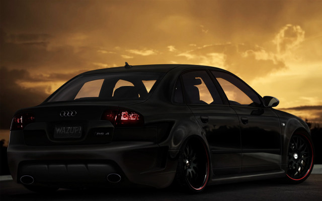 Black car sunset clouds dark free wallpaper for desktop - medium preview image