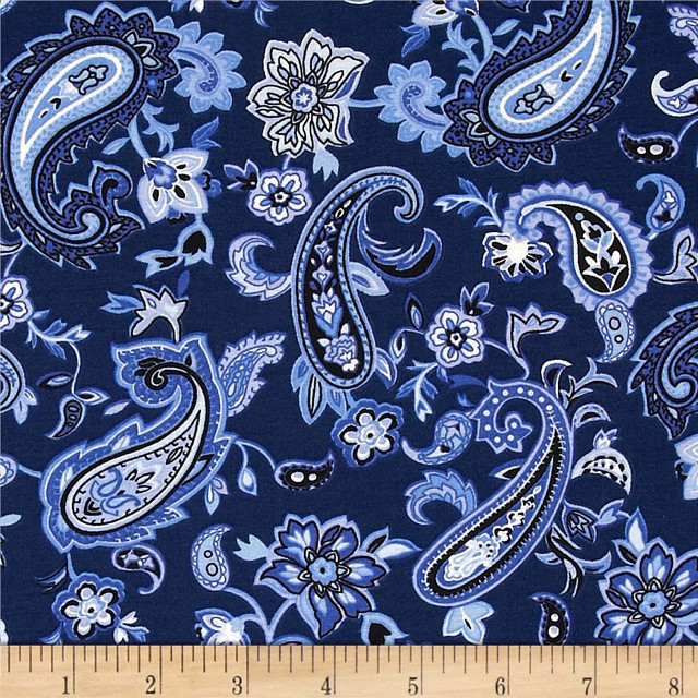 Blue paisley print fabric ruler free wallpaper for tablet - medium preview image