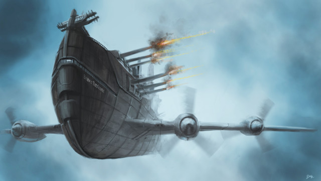 Ship smoke flames painting hull free wallpaper for desktop - medium preview image