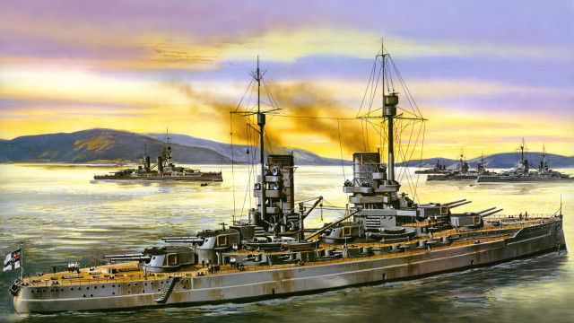 Battleship water ships background sunset free wallpaper for desktop - medium preview image
