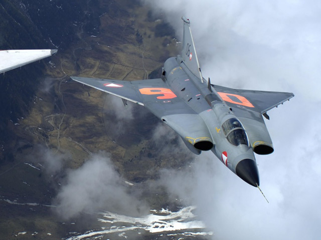 Fighter jet mountain range clouds free wallpaper for desktop - medium preview image
