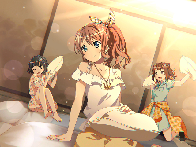 Anime girls sitting bed room #2 free wallpaper for desktop - medium preview image