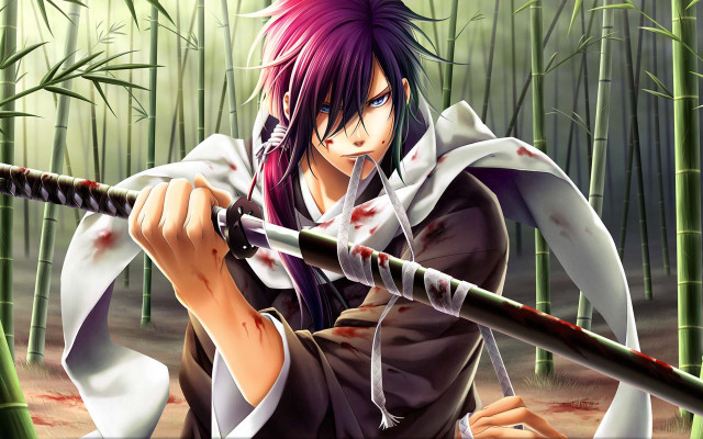 Anime character sword bamboo forest #3 free wallpaper for desktop - medium preview image