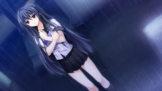 Girl short skirt rain arms free wallpaper for desktop - medium preview image
