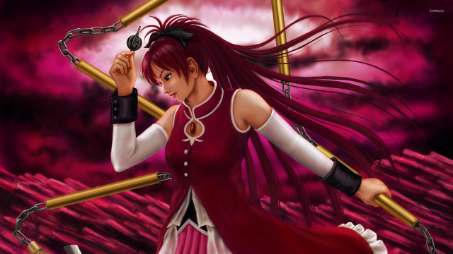 Red dress sword chain pink free wallpaper for desktop - medium preview image