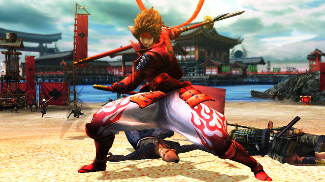 Man red outfit fighting swords free wallpaper for desktop - medium preview image
