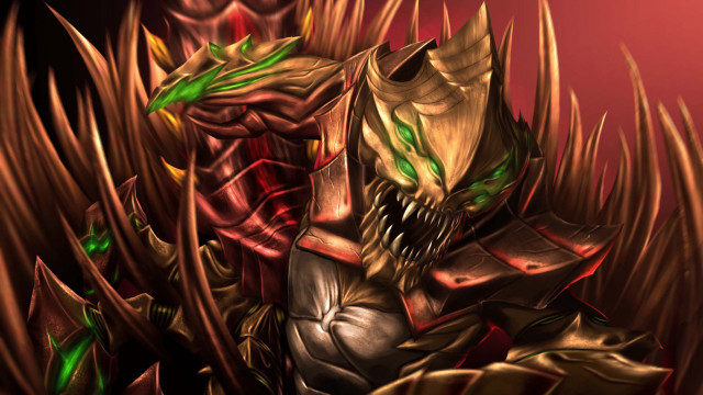 Demonic creature green eyes red free wallpaper for desktop - medium preview image
