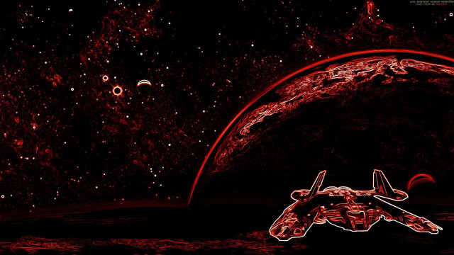Red space scene aurora moon free wallpaper for desktop - medium preview image