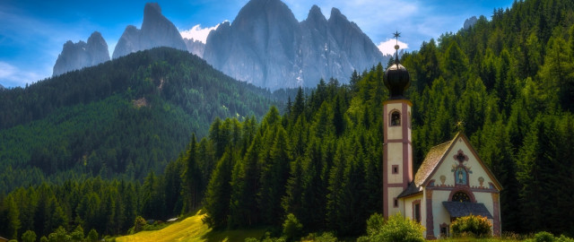 Church mountain range background tower free wallpaper for desktop - medium preview image