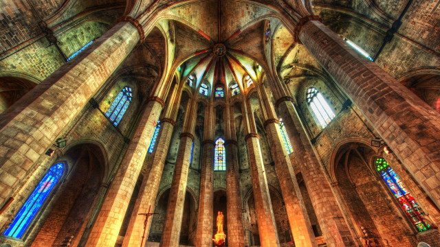 Cathedral stained glass clock wall free wallpaper for desktop - medium preview image