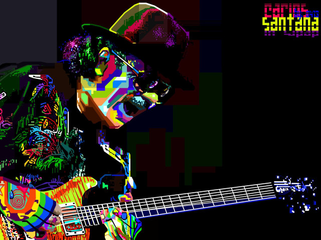 Man hat guitar colorful background free wallpaper for desktop - medium preview image