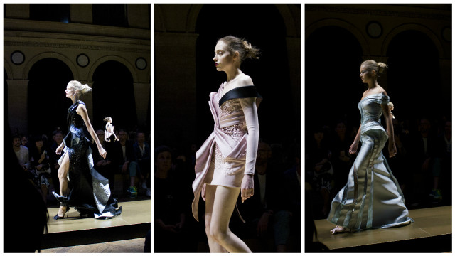 Woman dress runway crowd onlookers free wallpaper for desktop - medium preview image