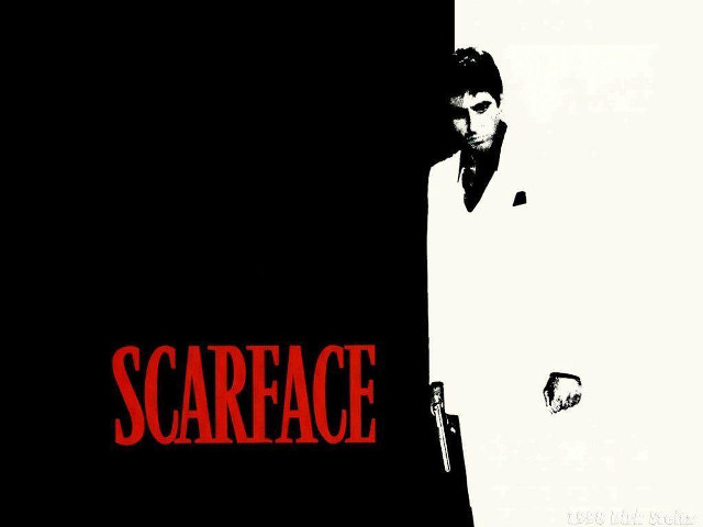 Man suit tie scarface wall free wallpaper for desktop - medium preview image