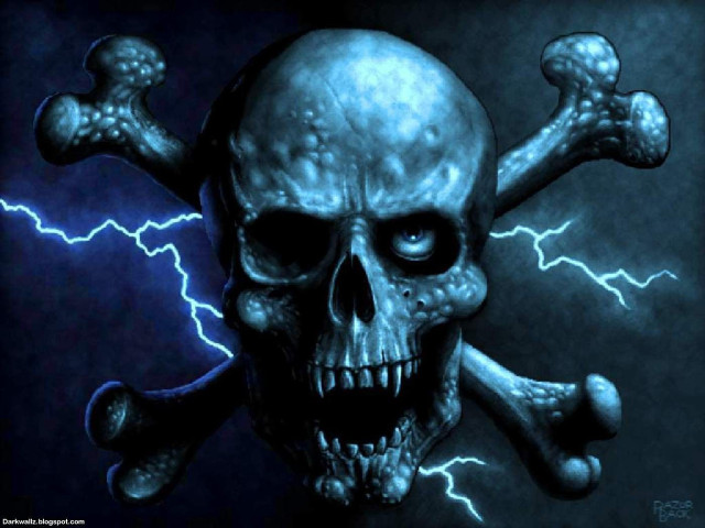 Skull crossbones bones lightning head free wallpaper for desktop - medium preview image