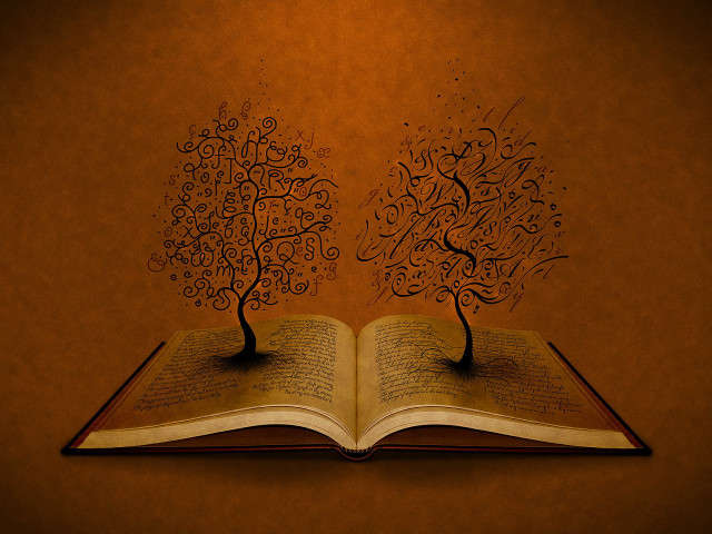 Book tree light red background #2 free wallpaper for desktop - medium preview image