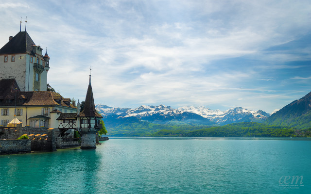 Castle lake mountains blue sky #7 free wallpaper for desktop - medium preview image