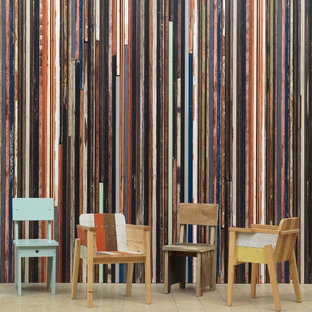 Chairs wall multicolored strips wood free wallpaper for tablet - medium preview image