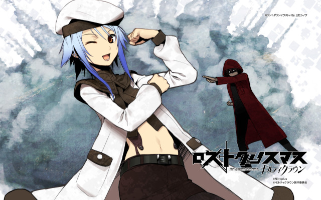 Blue hair hat woman coat free wallpaper for desktop - medium preview image