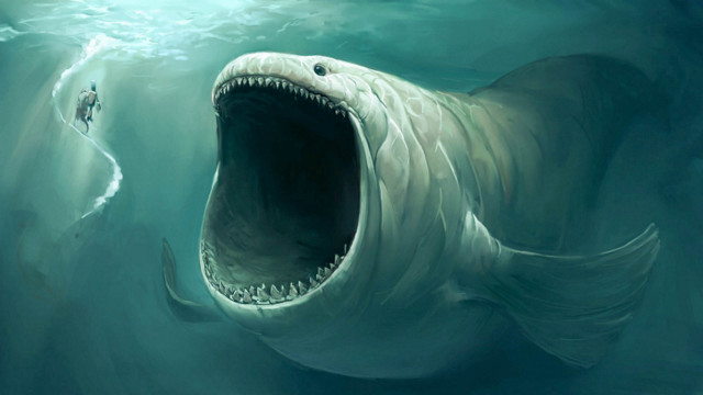 Giant shark mouth open water free wallpaper for desktop - medium preview image