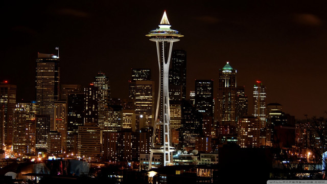City skyline night tower lights free wallpaper for desktop - medium preview image