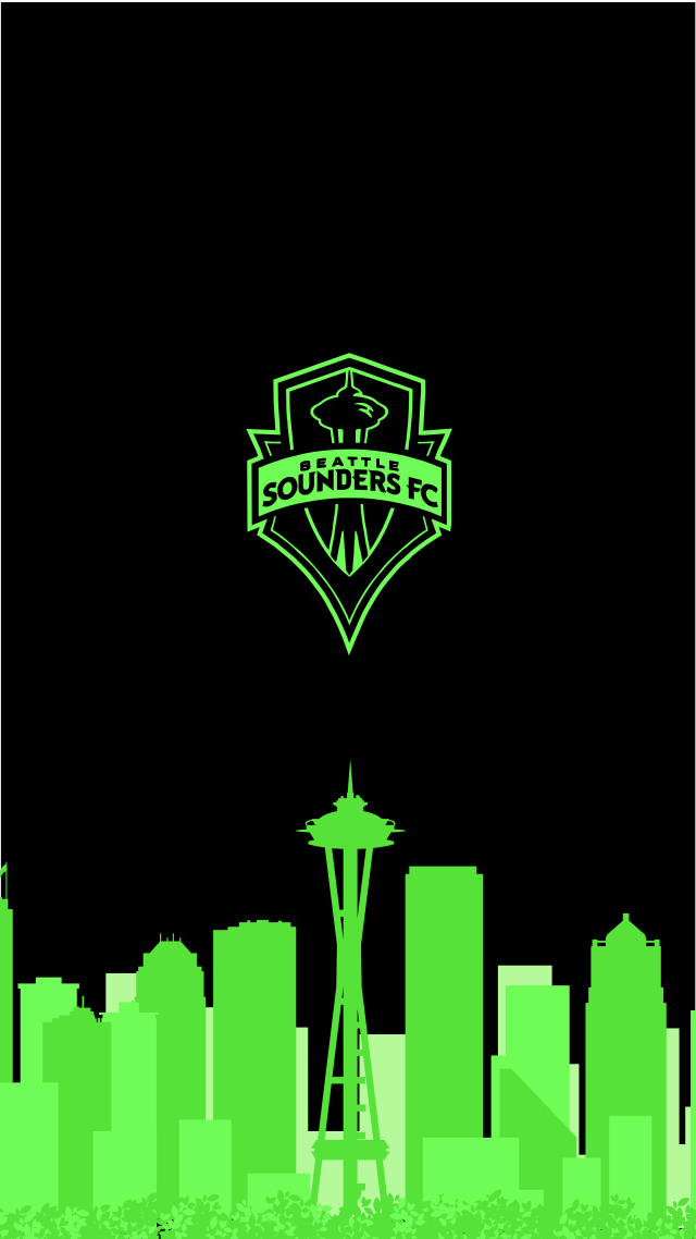 Green black seattle skyline poster free wallpaper for mobile - medium preview image