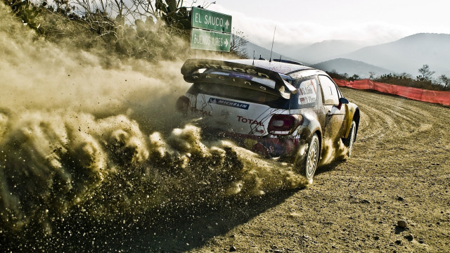 Rally car sharp turn dirt free wallpaper for desktop - medium preview image