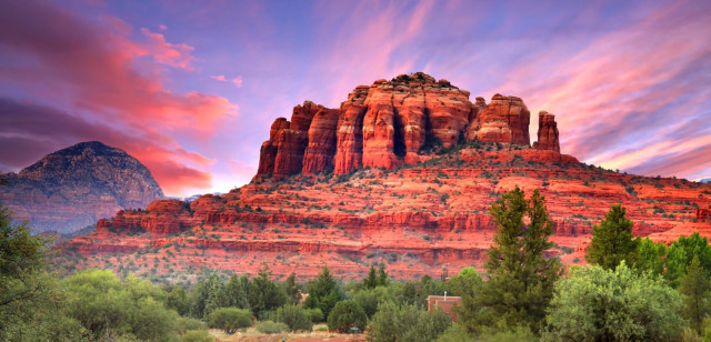 Mountain red rock formation trees free wallpaper for desktop - medium preview image