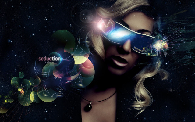 Woman glasses stars lights sky free wallpaper for desktop - medium preview image