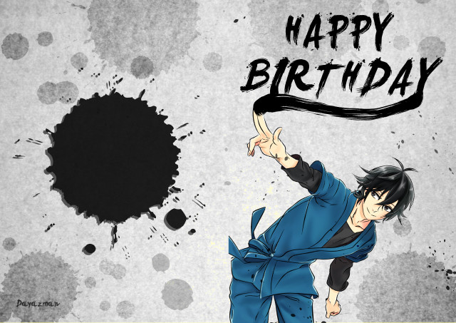 Man blue kimono black object free wallpaper for desktop - medium preview image