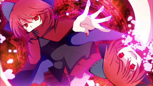 Girl red hair purple outfit free wallpaper for desktop - medium preview image