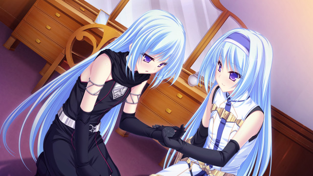 Anime girls blue hair black #4 free wallpaper for desktop - medium preview image