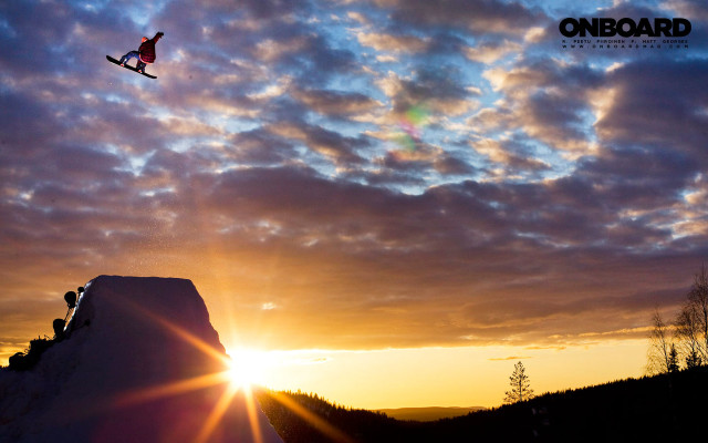 Person jumping snowboard sunset sun free wallpaper for desktop - medium preview image