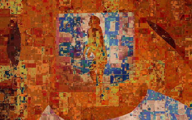 Man yellow shirt mosaic red free wallpaper for desktop - medium preview image