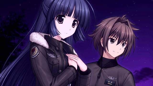 Anime characters purple sky stars free wallpaper for desktop - medium preview image
