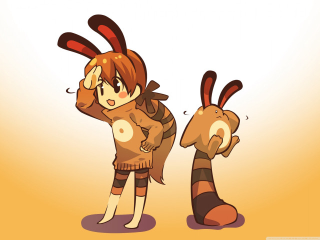 Cartoon character rabbit costume cat free wallpaper for desktop - medium preview image