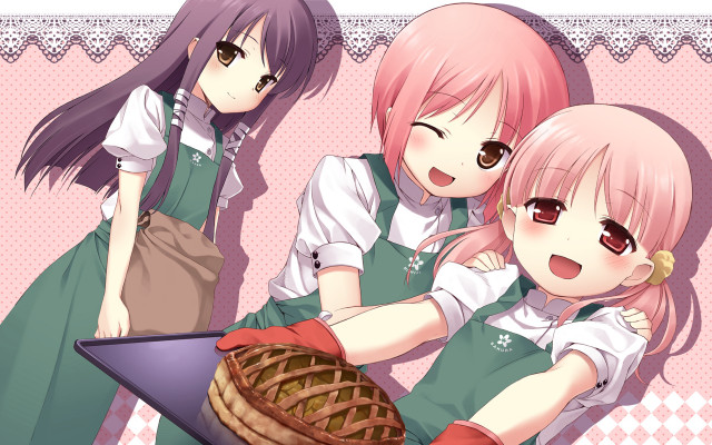 Girls holding chocolate cake pink free wallpaper for desktop - medium preview image