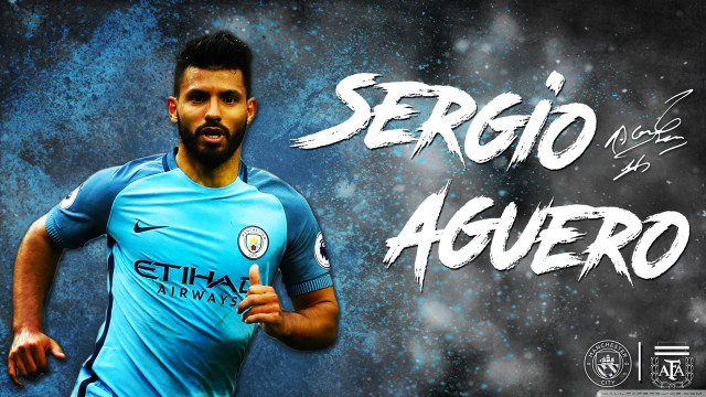Sergio de aguero running blue free wallpaper for desktop - medium preview image