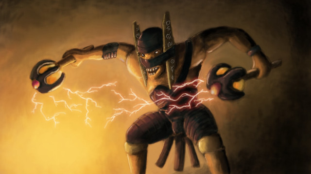 Man helmet gloves painting artwork free wallpaper for desktop - medium preview image