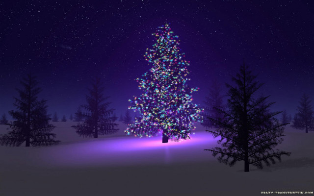 Christmas tree snow night purple #2 free wallpaper for desktop - medium preview image