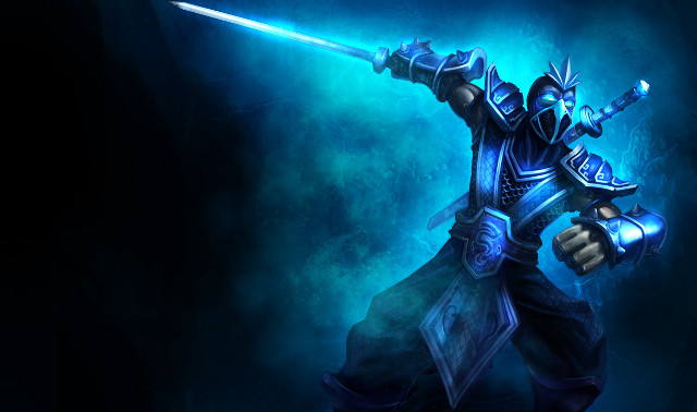 Man blue armor sword glowing free wallpaper for desktop - medium preview image