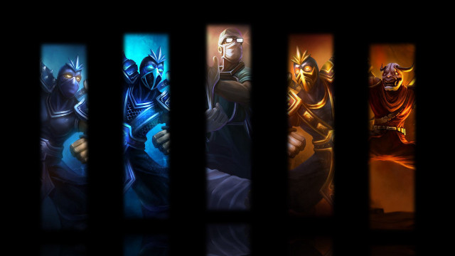 Colored banners different characters row free wallpaper for desktop - medium preview image