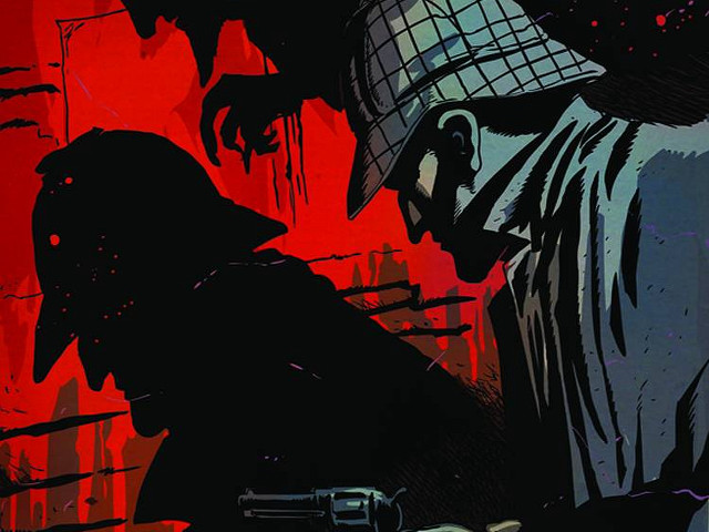 Man hat trenchcoat red background free wallpaper for desktop - medium preview image