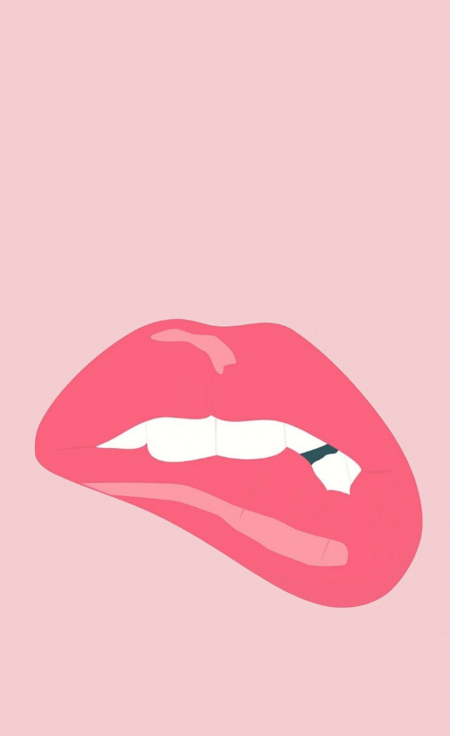 Pink lips black white brush free wallpaper for mobile - medium preview image