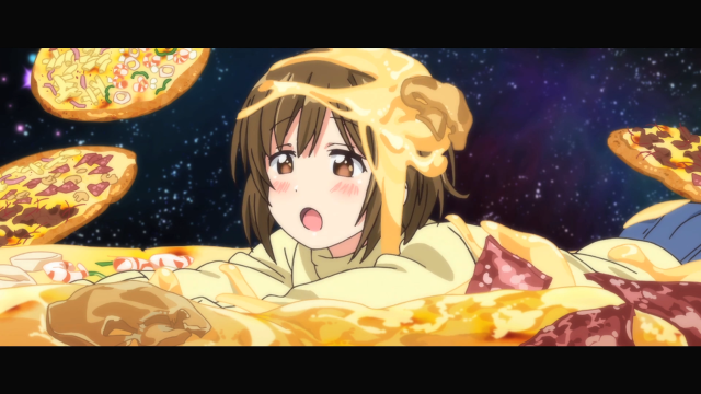 Girl bed pizza flying air free wallpaper for desktop - medium preview image