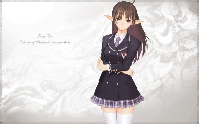 Girl uniform horned head sword free wallpaper for desktop - medium preview image