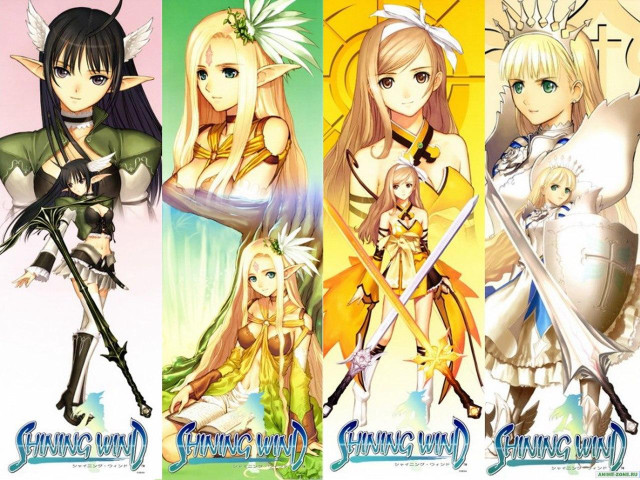 Anime girls swords armors group free wallpaper for desktop - medium preview image