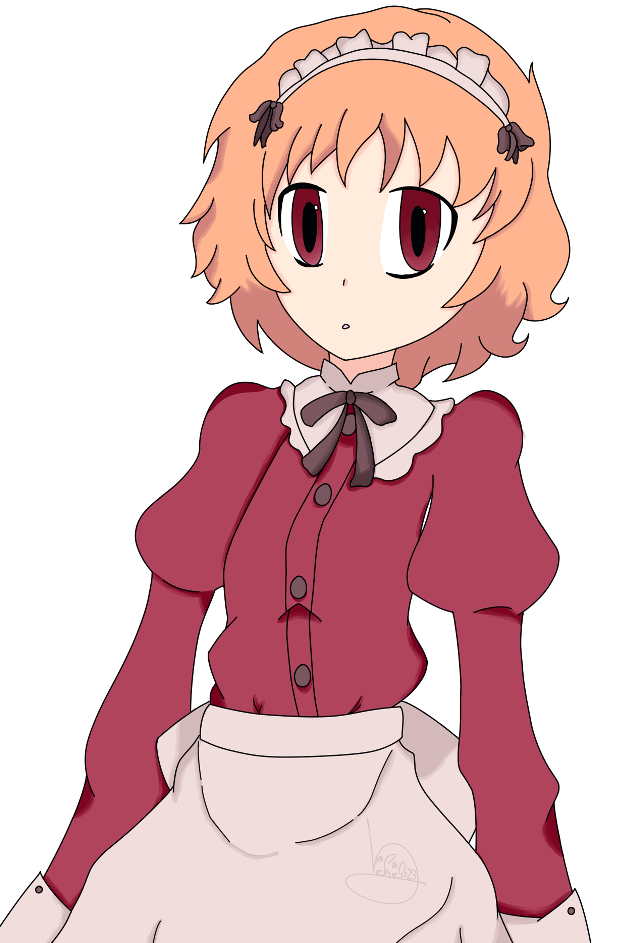 Red dress maid apron bow free wallpaper for mobile - medium preview image